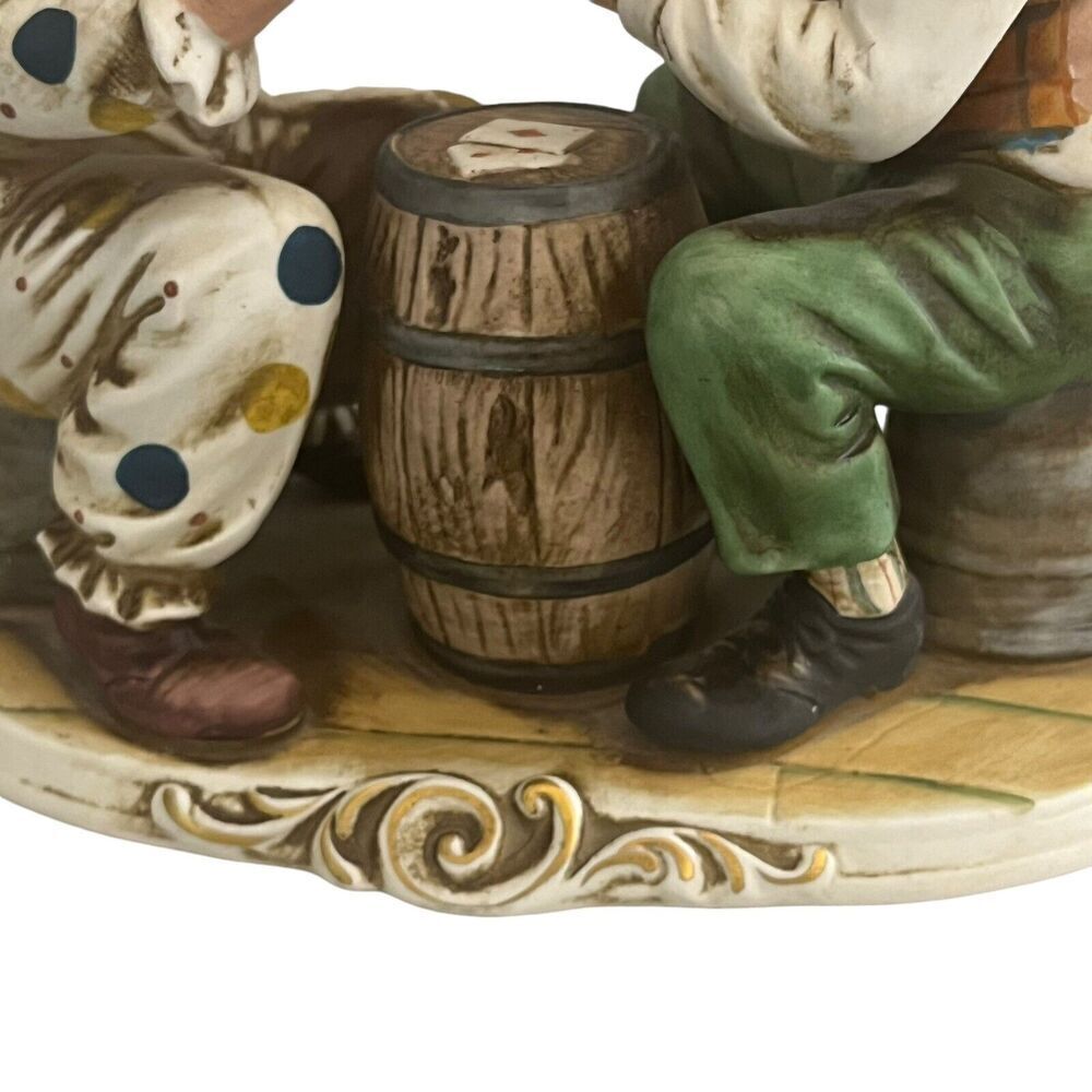Porcellane D'arte Napcoware 273 Vintage Ceramic Clowns Sitting Playing Cards - Picture 2 of 12